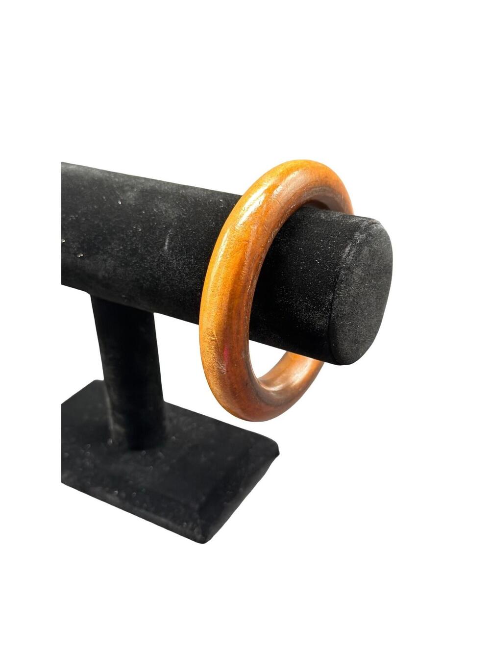Vintage Womens Wooden Bangle Bracelet Classic Natural